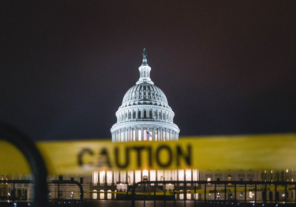 caution tape in front of the white house