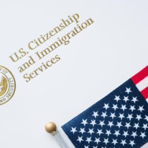 image of us flag with US Citizenship with the title Immigration Services