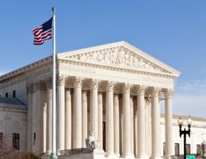 Supreme Court with American flag