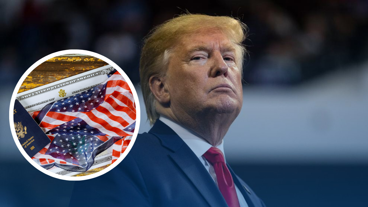 President Donald Trump with US flag