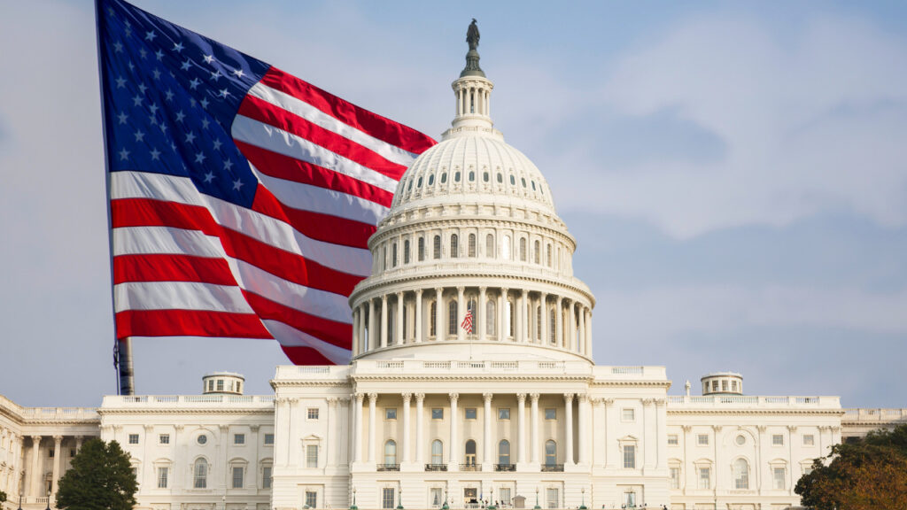white house with flag