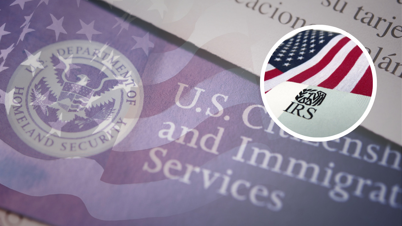 IRS logo with immigration services logo and us flag